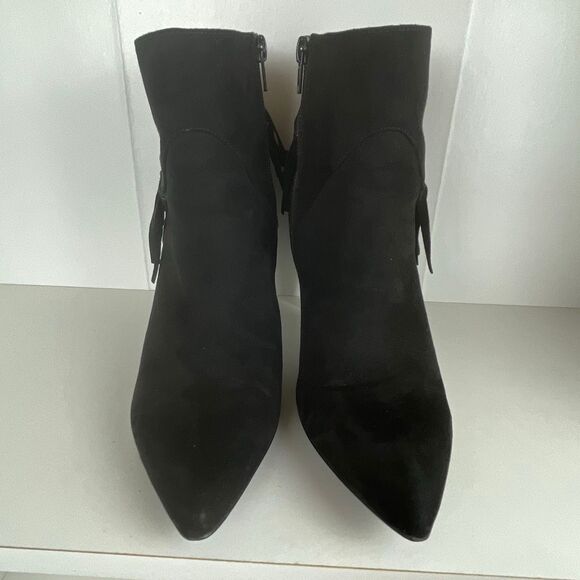 Nine West Pureheart2 Fringe Trim Ankle Boots 7.5 Black - Picture 7 of 11